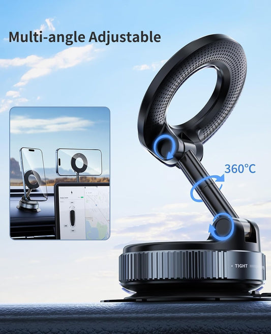 K007 - 360° Vaccum Magnetic Phones Holder, Magnetic Car Phone Mount, Hands-Free Suction Cup Phones Holder for Car/Gym/Mirror/Shower,