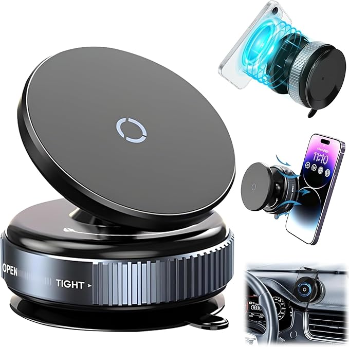 K009 Ultra Vacuum Car Mount,Magnetic Grip, 360° Phone Mount for iPhone & Android Mobile Holder