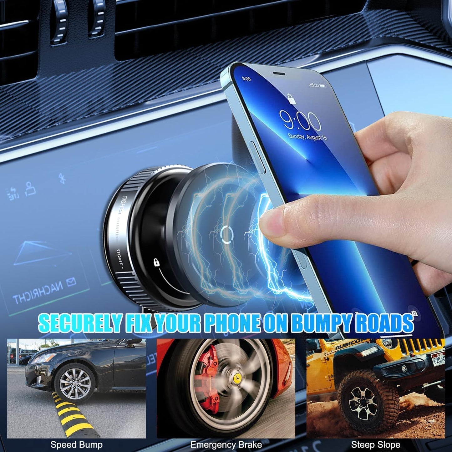 K009 Ultra Vacuum Car Mount,Magnetic Grip, 360° Phone Mount for iPhone & Android Mobile Holder
