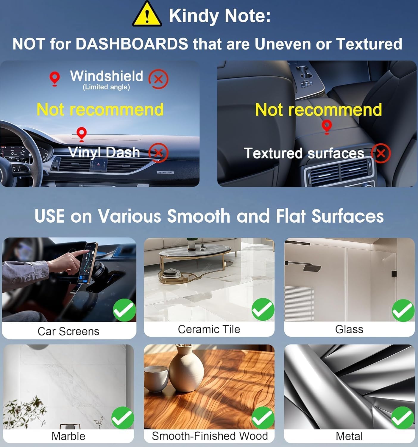 K009 Ultra Vacuum Car Mount,Magnetic Grip, 360° Phone Mount for iPhone & Android Mobile Holder