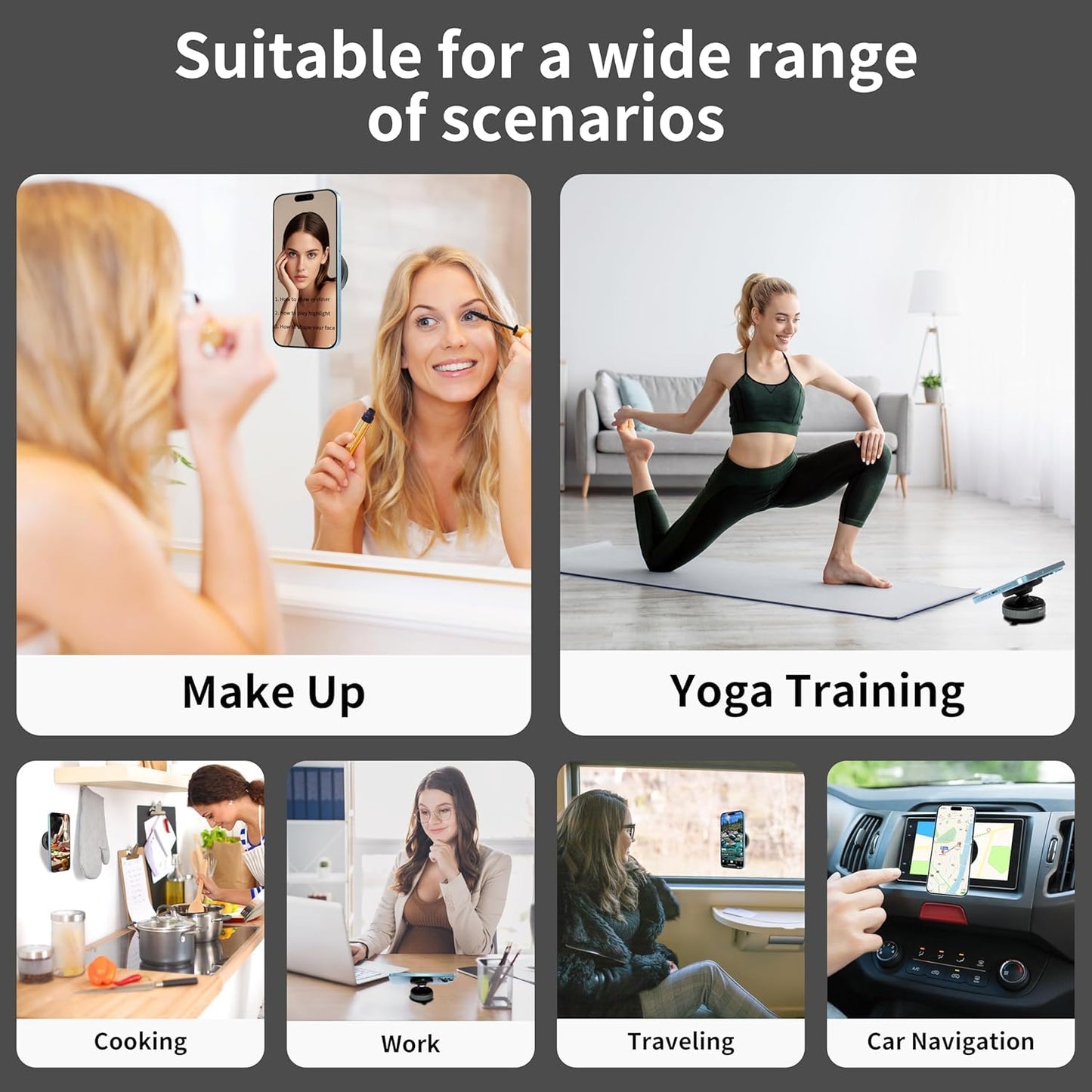 K009 Ultra Vacuum Car Mount,Magnetic Grip, 360° Phone Mount for iPhone & Android Mobile Holder