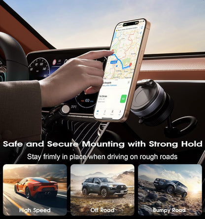 K007 - 360° Vaccum Magnetic Phones Holder, Magnetic Car Phone Mount, Hands-Free Suction Cup Phones Holder for Car/Gym/Mirror/Shower,
